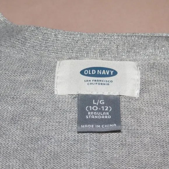 Old Navy Silver Metallic Open Front Girls Cardigan - Picture 5 of 6